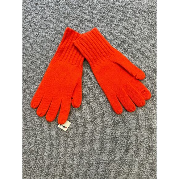 Carolina Amato One Size Orange Cashmere Ribbed Gloves NWT - Picture 4 of 4
